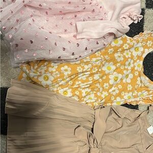 Floral and Heart Print Dresses Set